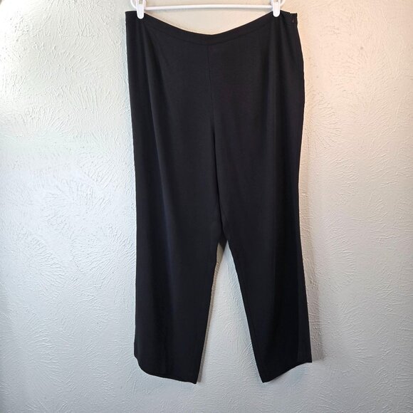 Eileen Fisher Silk Dress Pants Black Wide Leg Minimalist Trousers Plus Size 16 - Picture 1 of 11